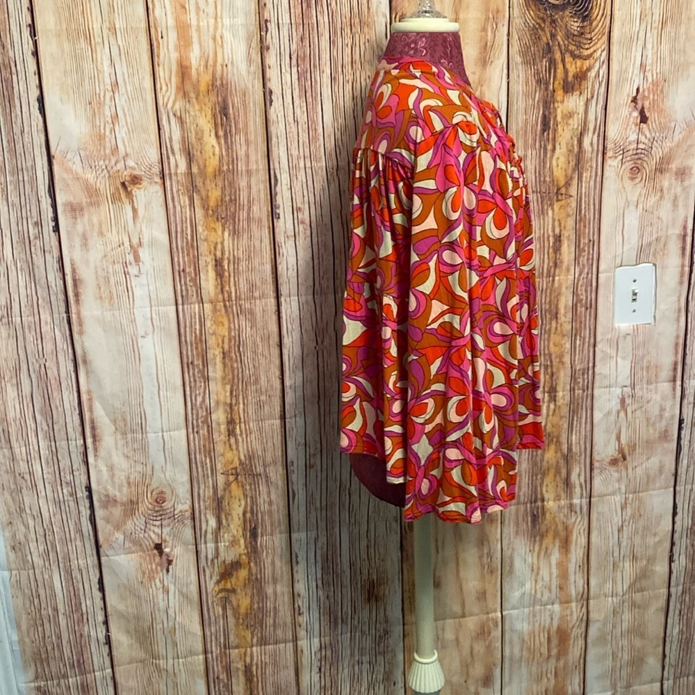 Women’s Boho Lascana Venus Multi Color Blouse Size XL with Bell Sleeve - Picture 3 of 8